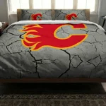 Calgary Flames Cracked Texture Bedding Set Best Selling