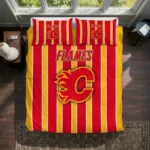 Calgary Flames Stripe Style Bedding Set Best Selling
