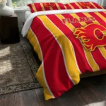 Calgary Flames Stripe Style Bedding Set Best Selling