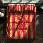 Calgary Flames Stripe Style Bedding Set Best Selling