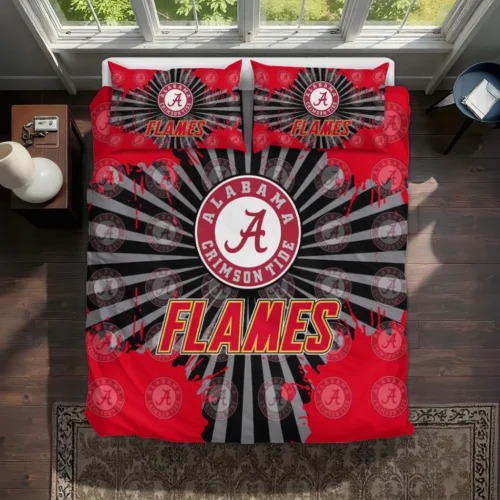 Calgary Flames Sunburst Splatter Bedding Set Best Selling