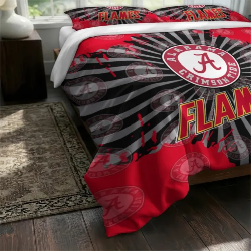Calgary Flames Sunburst Splatter Bedding Set Fashion Forward