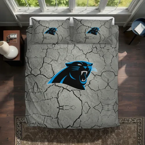 Carolina Panthers Cracked Texture Bedding Set Best Selling