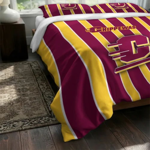 Central Michigan Chippewas Stripe Style Bedding Set Fashion Forward