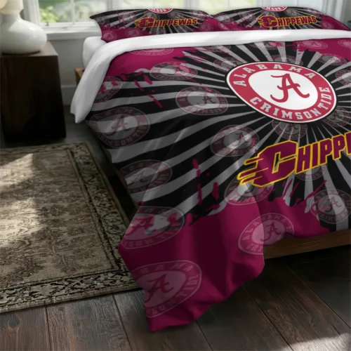 Central Michigan Chippewas Sunburst Splatter Bedding Set Fashion Forward