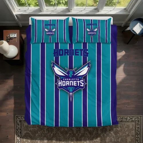 Charlotte Hornets Stripe Style Bedding Set Best Selling