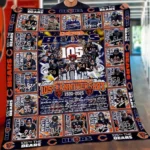 Chicago Bears Quilt Blanket 105th Anniversary Navy Blue Orange