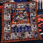 Chicago Bears Quilt Blanket 105th Anniversary Orange Blue
