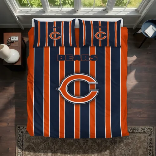 Chicago Bears Stripe Style Bedding Set Best Selling