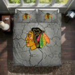 Chicago Blackhawks Cracked Texture Bedding Set Best Selling