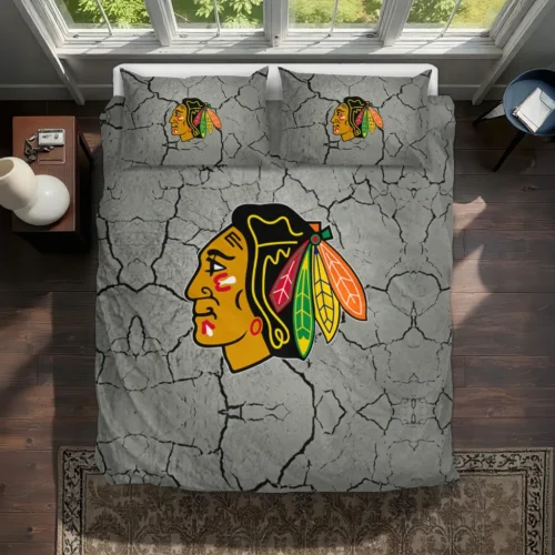 Chicago Blackhawks Cracked Texture Bedding Set Best Selling