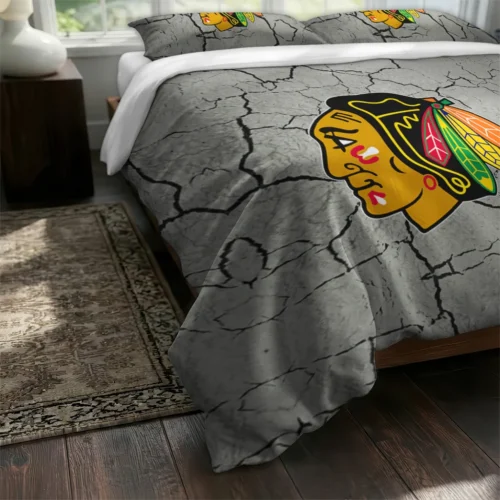 Chicago Blackhawks Cracked Texture Bedding Set Fashion Forward