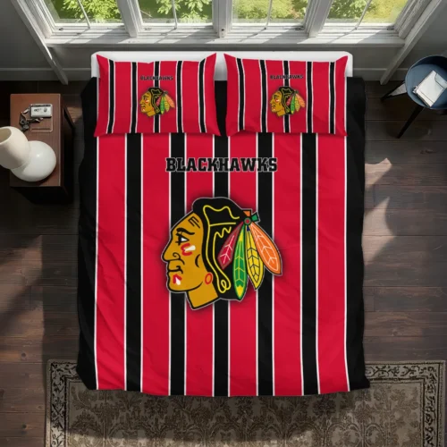 Chicago Blackhawks Stripe Style Bedding Set Best Selling
