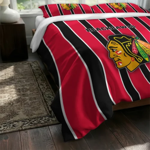 Chicago Blackhawks Stripe Style Bedding Set Fashion Forward