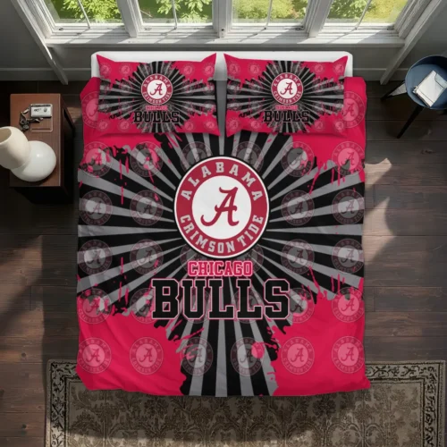 Chicago Bulls Sunburst Splatter Bedding Set Best Selling