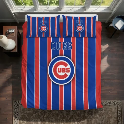 Chicago Cubs Stripe Style Bedding Set Best Selling