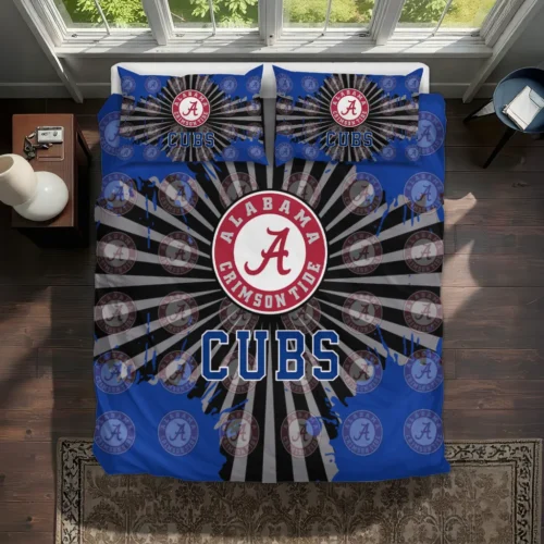 Chicago Cubs Sunburst Splatter Bedding Set Best Selling