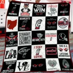 Cincinnati Bearcats Quilt Blanket - Patchwork Logo Black White 1 Cincinnati Bearcats Quilt Blanket Patchwork Logo Black White