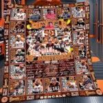 Cincinnati Bengals Quilt Blanket 58th Anniversary Orange Black