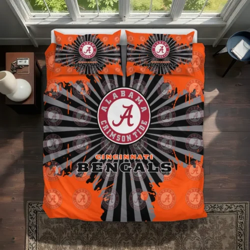 Cincinnati Bengals Sunburst Splatter Bedding Set Best Selling