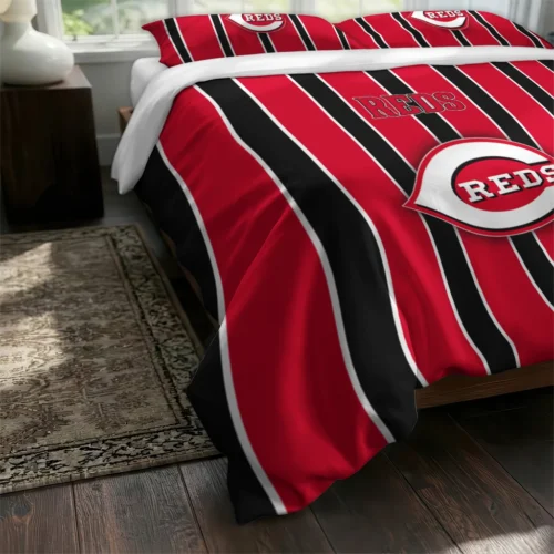 Cincinnati Reds Stripe Style Bedding Set Fashion Forward