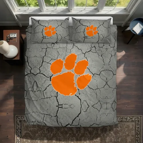 Clemson Tigers Cracked Texture Bedding Set Best Selling