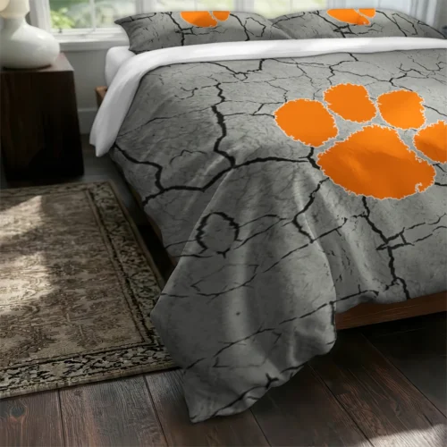 Clemson Tigers Cracked Texture Bedding Set Fashion Forward
