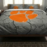 Clemson Tigers Cracked Texture Bedding Set Best Selling