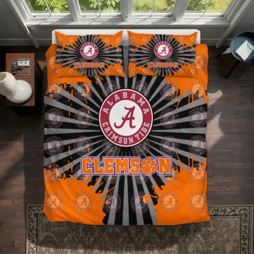 Clemson Tigers Sunburst Splatter Bedding Set Best Selling