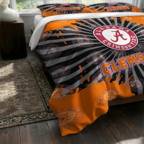 Clemson Tigers Sunburst Splatter Bedding Set Fashion Forward
