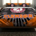 Clemson Tigers Sunburst Splatter Bedding Set Best Selling