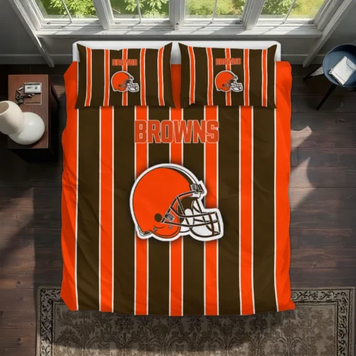 Cleveland Browns Stripe Style Bedding Set Best Selling
