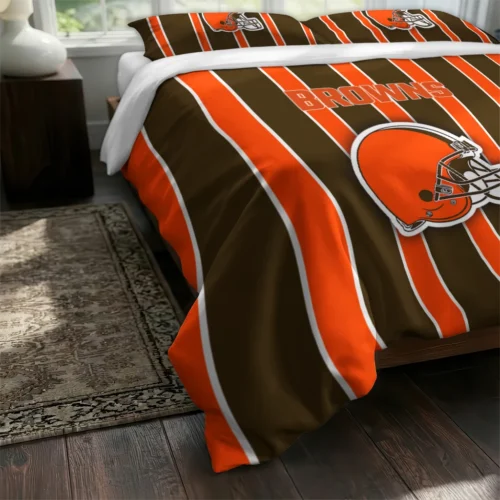Cleveland Browns Stripe Style Bedding Set Fashion Forward