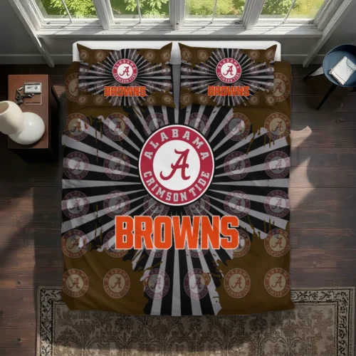 Cleveland Browns Sunburst Splatter Bedding Set Best Selling