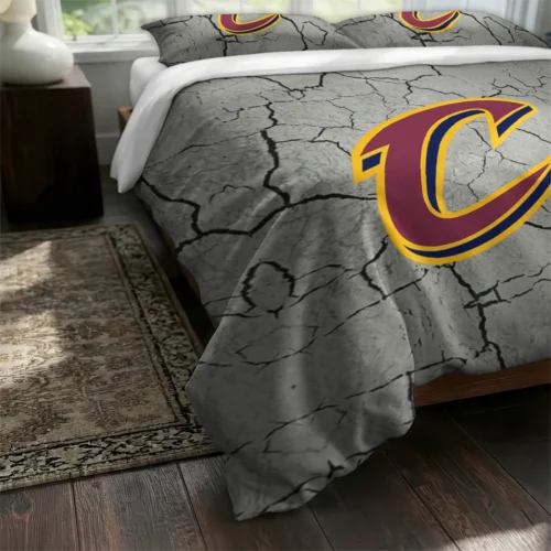 Cleveland Cavaliers Cracked Texture Bedding Set Fashion Forward