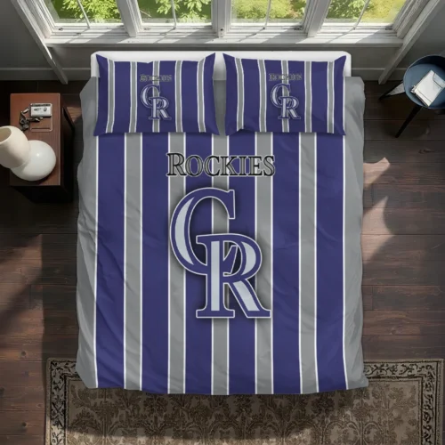 Colorado Rockies Stripe Style Bedding Set Best Selling