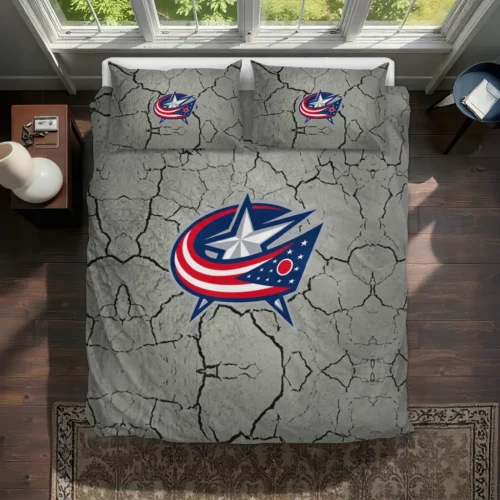 Columbus Blue Jackets Cracked Texture Bedding Set Best Selling