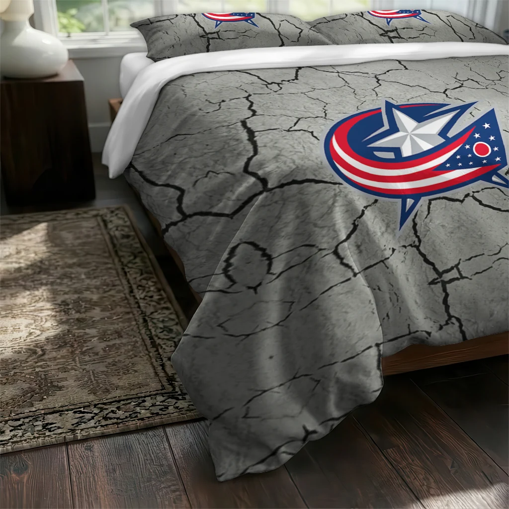Columbus Blue Jackets Cracked Texture Bedding Set Fashion Forward Columbus Blue Jackets Cracked Texture Bedding Set Fashion Forward