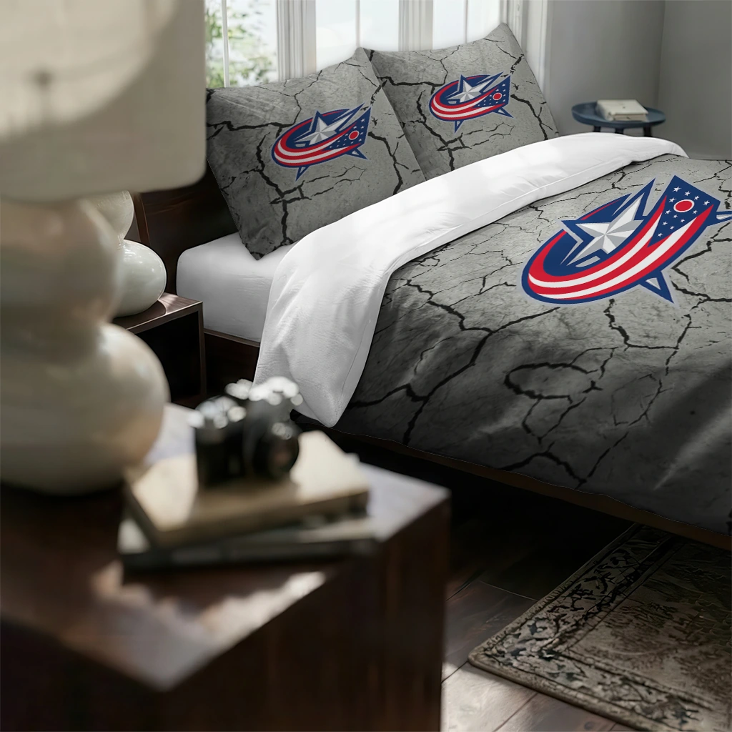 Columbus Blue Jackets Cracked Texture Bedding Set High Quality Columbus Blue Jackets Cracked Texture Bedding Set High Quality