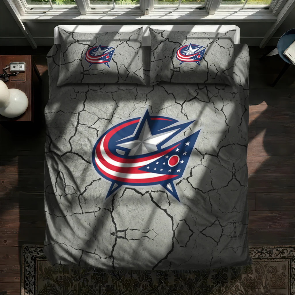 Columbus Blue Jackets Cracked Texture Bedding Set New Arrival Columbus Blue Jackets Cracked Texture Bedding Set New Arrival