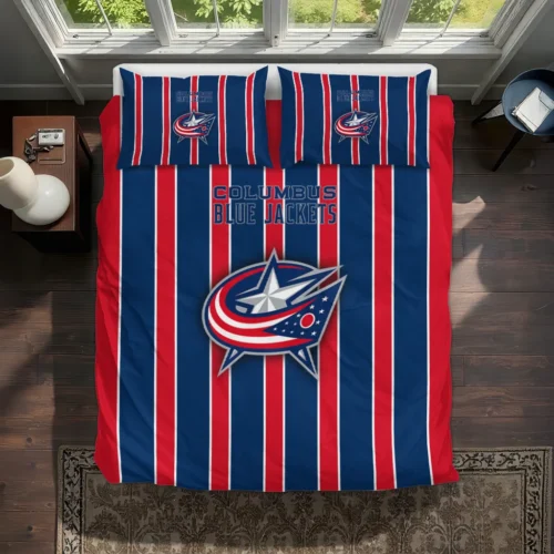 Columbus Blue Jackets Stripe Style Bedding Set Best Selling