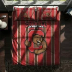 Cornell Big Red Stripe Style Bedding Set Best Selling