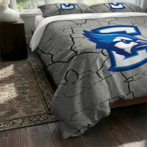 Creighton Bluejays Cracked Texture Bedding Set Fashion Forward