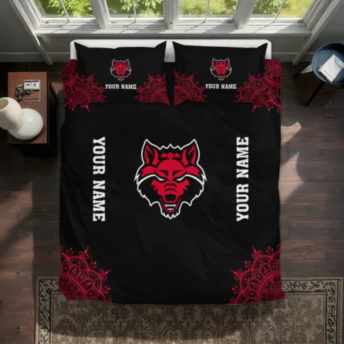 Custom Arkansas State Red Wolves Mandala Lacework Bedding Set Best Selling