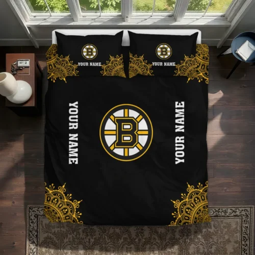 Custom Boston Bruins Mandala Lacework Bedding Set Best Selling