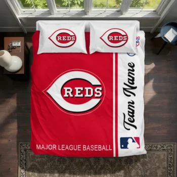 Custom Cincinnati Reds Mlb Logo Bedding Set Best Selling
