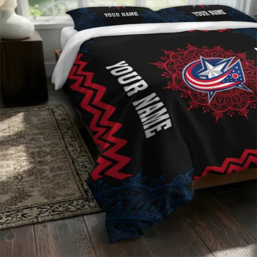 Custom Columbus Blue Jackets Mandala Lacework Bedding Set Fashion Forward