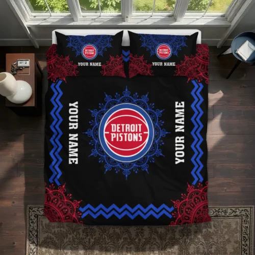Custom Detroit Pistons Mandala Lacework Bedding Set Best Selling