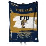 custom fiu panthers grunge patch blue white quilt blanket best selling.webp