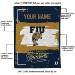 custom fiu panthers grunge patch blue white quilt blanket best selling.webp